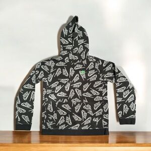 NIKE All Over Print Logo Dark and Light Gray Pullover Hoodie Sweatshirt Youth XL